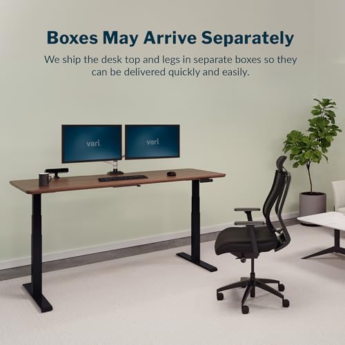 Vari Classic Electric Standing Desk – 72x30 – Walnut/Black - color: Walnut Top / Black Legs, size: 72 in x 30 in