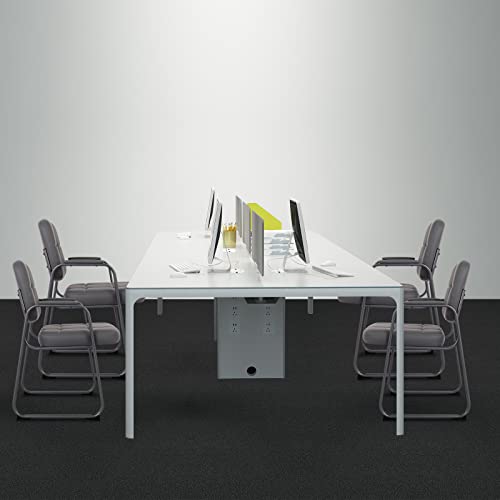 CLATINA Waiting Room Guest Chair with Bonded Leather Padded Arm Rest for Office Reception and Conference Desk Black with Sled Base Grey 4 Pack - color: Grey-a, size: 4 Pack
