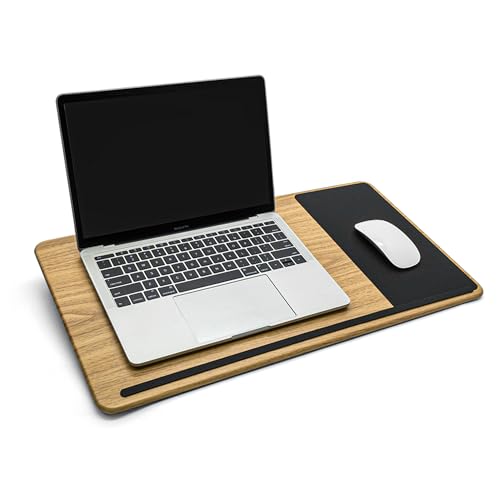 Lap Desk with Soft Cushion and Wrist Rest – Portable Laptop Desk for Bed, Couch & Home Office, Removable Mouse Pad & Anti-Slip Strip for 17 inch Laptop (Large, Wood Pattern) - size: Large