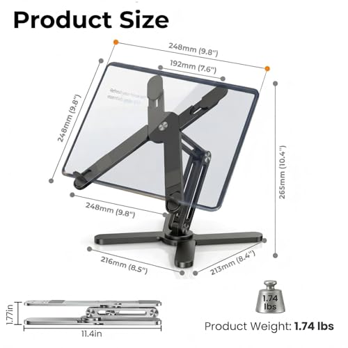 Atizzy 360 Rotating Laptop Stand Riser, Foldable for Desk, Black - color: Black