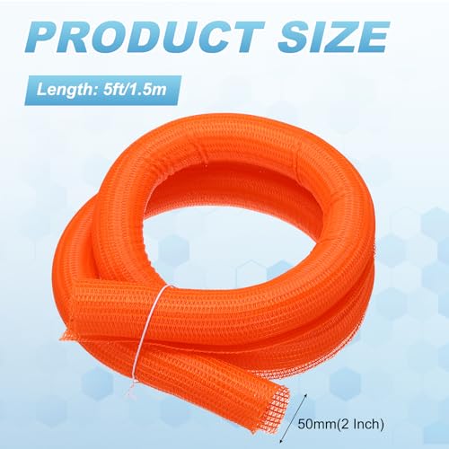 MECCANIXITY Split Sleeve Wire Loom Braided Sleeve 2" 5Ft Orange - color: Orange, size: 2" x 5Ft