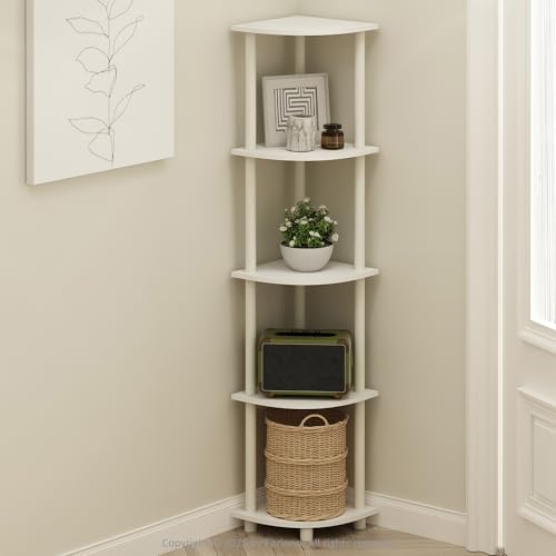 Furinno Turn-N-Tube Toolless Assembly 5-Tier Storage Shelves, White - color: White/White, size: 5-Tier