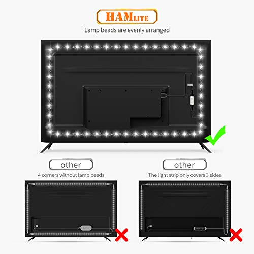 HAMLITE TV Bias Lighting 6500K True White for 70 72 75 80 82 85 Inch TV, 18Ft USB TV LED Backlight with RF Remote Cover 4 Sides Behind TV Background Room Decor Gaming Light for Men Ambient Mood Light - size: 70-85"