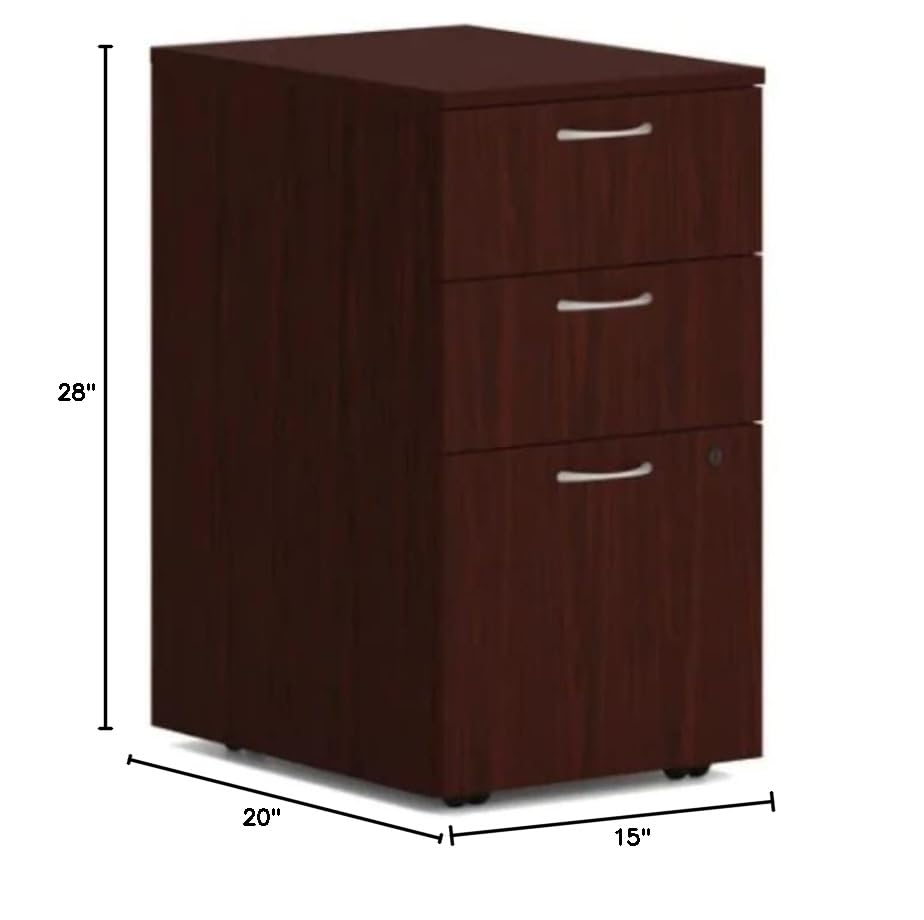 HON MOD Mobile File Cabinet, 3 Storage Drawers Filing Cabinet, Mahogany - color: Mahogany, style: 2 Box Drawers / 1 File Drawer