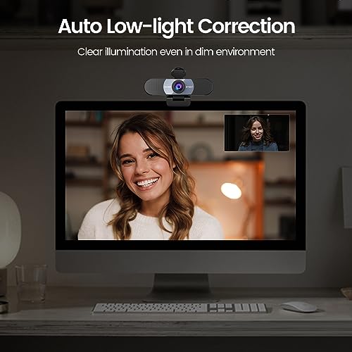 EMEET C960 1080P Webcam with Microphone, 2 Mics, 90° FOV, Computer Camera - style: 1080P Grey