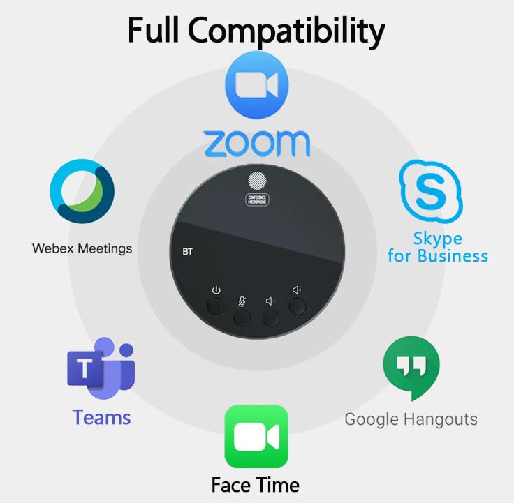 Conference Speaker and Microphone, Bluetooth Speakerphone with 360° Voice Pickup, USB-C Plug & Play, Compatible with Leading Platforms for Personal Workspaces - style: Minimalist