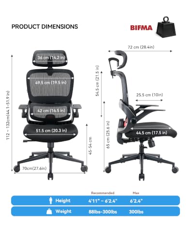 SIHOO B100 SE Ergonomic Office Chair, Desk Chair with Lumbar Support - color: Midnight Black, size: Pack of 1