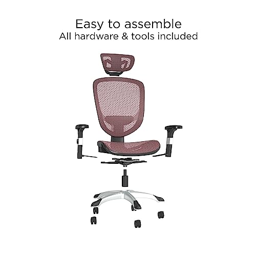 STAPLES Hyken Ergonomic Task Chair, Mesh, Ergonomic, Lumbar Support, Swivel, Maroon - color: Maroon
