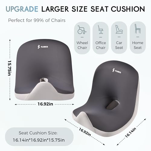 Car Seat Cushion and Lumbar Support Pillow, Larger Memory Foam Seat Cushion, Ergonomic L-Shaped Design Cushion for Back Pain Relief, Non-Slip Driving Cushion for Car, Office, Truck, Wheelchair-Black - color: Fl-005-black