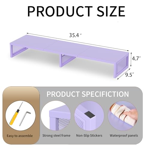 Dual Computer Monitor Stand Riser, Desk Organizers and Accessories, Printer & TV Stand, Desk Shelf, Office Desk Accessories & Desktop Workspace Organizer for Office Supplies, Purple - color: Purple