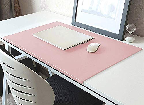 Desk Pad Office Writing Mat Pad with Edge Protection Waterproof PU Leather - color: Pink, size: 15.8" x 35.4"