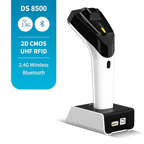 NETUM Wireless Hybrid RFID 2D Barcode Scanner, UHF RFID Tags Reader-DS-8500 | 1D/2D QR Barcode Scan, Support 2.4G Wireless & Bluetooth Connection Ideal for Retail Hospitality System - size: UHF RFID 2D