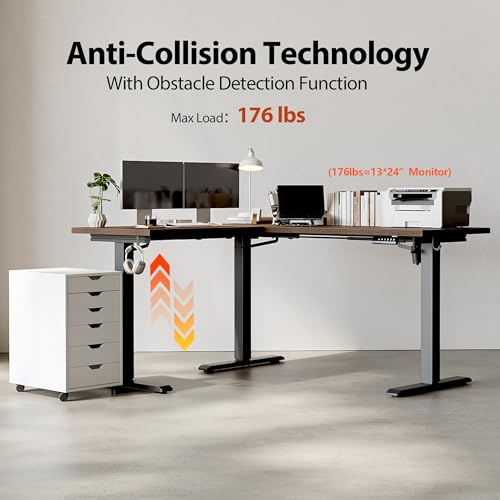 Agilestic L Shaped Standing Desk Adjustable Height, 59 Inch, Dark Walnut - color: Dark Walnut, size: 59 x 48 Inch