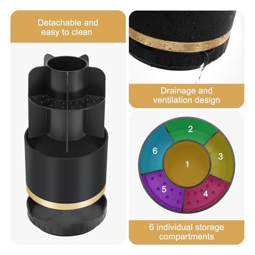 GFWARE Rotating Black Toothbrush Holder for Bathroom Organizer, Drainage - color: Black