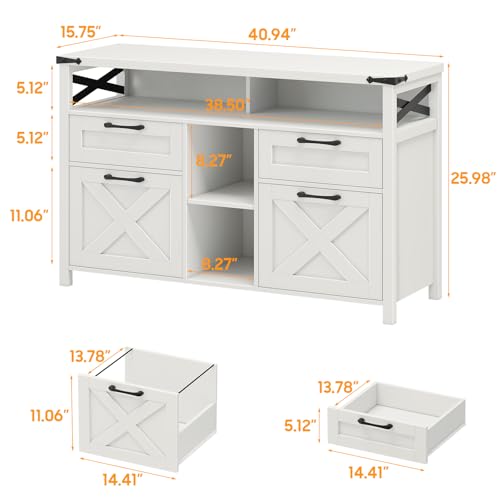 Halitaa File Cabinet with Open Storage Shelf for Home Office, White - color: Cream White, size: 4 Drawers