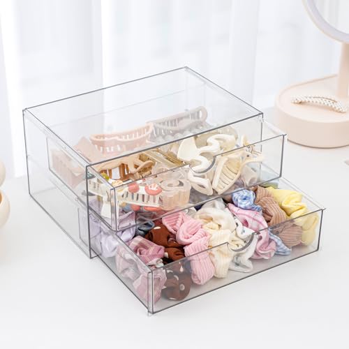 Clear Desk Drawer Organizer, 6 Drawers, Plastic - size: 6 Drawers