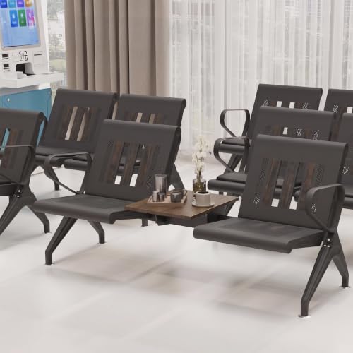 wonline Waiting Room Chairs 2 Seat w/Table, Waiting Room Chairs with Arm, Office Furniture Lobby Conference Reception Bench Office Guest Seating for Clinic Airport Hospital Barber Salon Bank - size: 2 Seat with Table