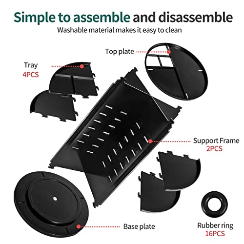 seinlife 360 Rotating Makeup Organizer,DIY Adjustable Spinning Holder,Foldable Cosmetic Storage Display box,Large Capacity Make up Caddy Shelf,Fits Countertop Vanity and Bathroom (BLACK) - color: BLACK