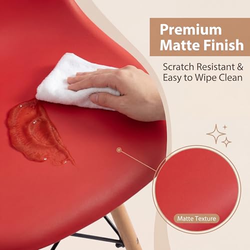 Furmax Modern Style Dining Chair Mid Century Modern DSW Chair, Shell Lounge Plastic Chair for Kitchen, Dining, Bedroom, Living Room Side Chairs Set of 4 - color: Red