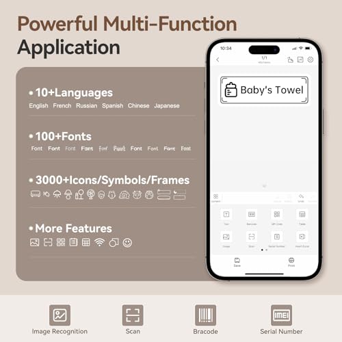NIIMBOT D110 Label Maker, Bluetooth Printer with Multiple Templates, White