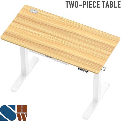 SHW 48-Inch Electric Height Adjustable Standing Desk w/Drawer, Oak - color: Oak, size: 48-Inch
