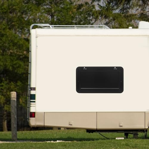 31.5*17.7in Rv Caravan Picnic Folding External Table - Aluminum Wall Mount Flip Fold Down Desk External Hanging Table W/4 Keys,55lbs Max Load For Caravans,Vans,Truck Campers,Travel Trailers. (Black) - color: Black