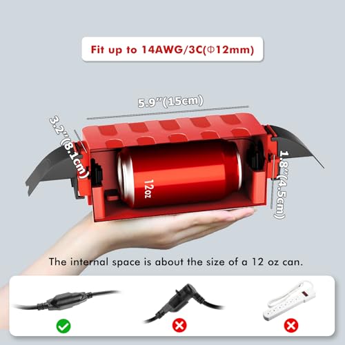 Flemoon IP55 Small Outdoor Electrical Box Waterproof, for Power Strip | Inner 5.9 x 3.2 x 1.8inch, Extension Cord Cover with Detachable Awning Covers for Plug, Outlet, Holiday Lights, Red - color: Red, size: Small