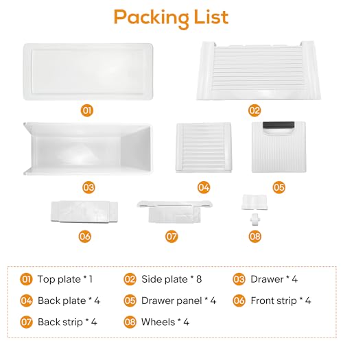 4 Drawers Slim Bathroom Storage Cabinet Dresser, Narrow Plastic Rolling Cart Organizer with Drawers, for Small Spaces, Kitchen, Laundry, Office, Bedroom, White - size: 7.5"x16.5"xx28.9"(4-Drawer)