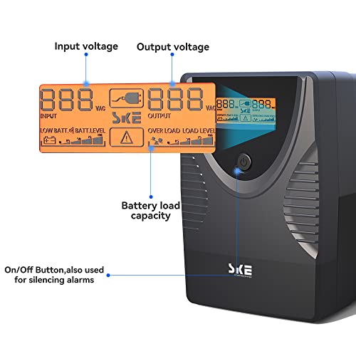 SKE UPS 425VA+1500VA Battery Backup Power Supply Surge Protector 240W+900W Set Intelligent UPS with LCD Uninterruptible Power Supply