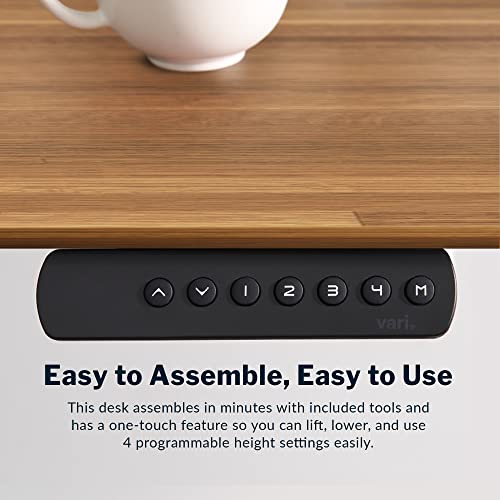 Vari Classic Electric Standing Desk – 72x30 – Butcher Block/Slate - color: Butcher Block / Slate Legs, size: 72 in x 30 in