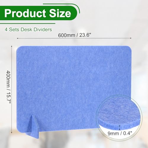 PATIKIL Desk Divider, 4 Set 24 x 16 Inch Acoustic Freestanding Desk Divider Desk Privacy Panel with 8 Pcs Support Feet for Library Office Workstation,Blue - color: Blue