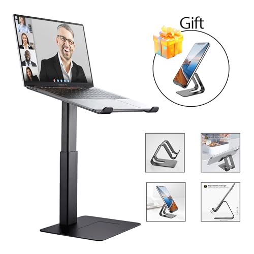 Laptop Stand for Desk, Ergonomic Sitting and Standing Laptop Riser for Notebook MacBook 11-17 Inches,DJ Laptop Stand Adjustable Height from 7-15 Inches Aluminum(Black) - color: Black