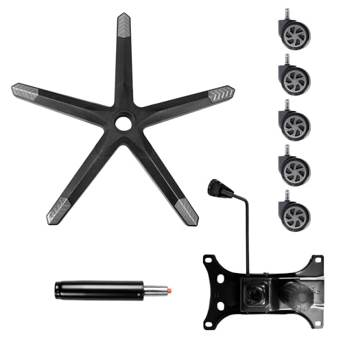 Frassie 28" Gaming Chair Base Replacement Set with Plate, Cylinder, Wheels | Heavy Duty Nylon Gamer Chair Base Replace Kit with 5 Casters Grey - color: Grey