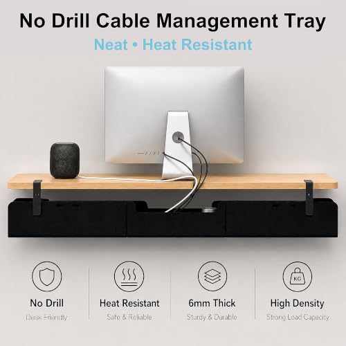 No-Drill Under Standing Desk Cable Management,31.5" L,Black - color: Black, size: 31.5"