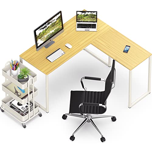 SHW Mission 48 x 48 L-Shape Home Office Computer Desk, Oak - color: Oak, size: 48-Inch L-Shaped