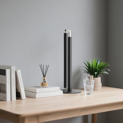 SIBRILLE Metal LED Desk Lamp, 16" Dimmable Desk Light with Base, 15W 1200LM, Adapter Included, Color & Brightness Adjustable, Modern Tall Table Lamp for Home Office Reading Study Task Laptop, Black - color: Black