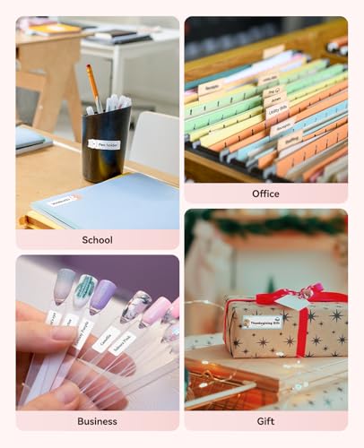 NIIMBOT D11 Upgraded Version 300 DPI Label Maker with Tape, Pink | Mini Portable Sticker Labeler with Multiple Templates, Thermal Label Printer for Office Organization, Home, Kitchen, School - color: Pink, style: Label Machine with 1 Label Tape
