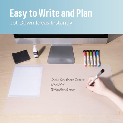 loukin Dry Erase Silicone Desk Mat, 23.6"x13.8" Desk Pad with Planner