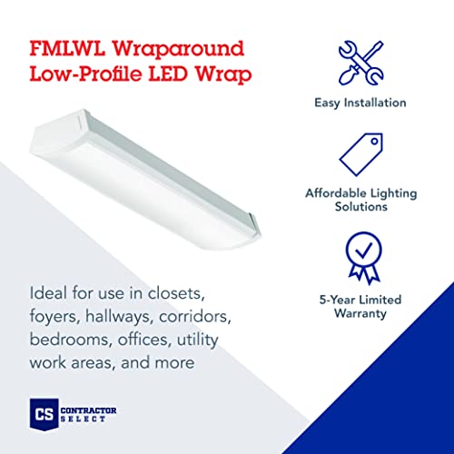 Lithonia Lighting 2' Low-Profile LED Wraparound Light Fixture, 4000K, 120V | 24-Inch LED Flush Mount Ceiling Light, 4000K Cool White Color Temperature, 120V (FMLWL 24 840) - color: 4000K Cool White, size: 24 inches, style: 120V