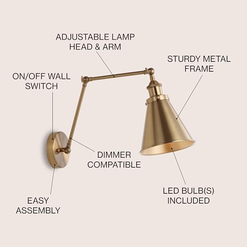 JONATHAN Y Rover 1-Light Wall Sconce 7", Brass Gold - color: Brass Gold, size: Set of 1
