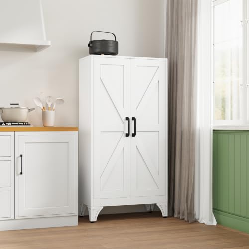 Letaya Metal Storage Cabinet,Small White Kitchen Pantry,for Bathroom/Garage - color: White, size: 12" D x 24" W x 47" H