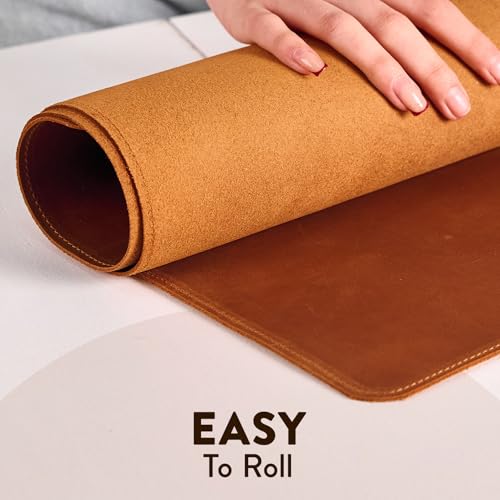 Handmade Leather Desk Mat 32" x 16" – Large Leather Desk Pad Protector for Office, Home & Gaming Setup, Smooth Writing & Mouse Surface, Premium Leather Desk Blotter, Warm Brown