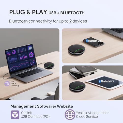 Yealink SP92 USB Speakerphone Bluetooth Conference Speakers and Microphone - size: SP92 without Dongle