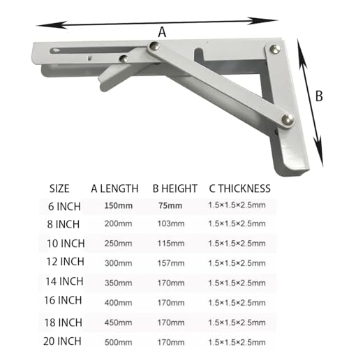 Folding Shelf Brackets Max. Load 220 lb, Heavy Duty DIY Wall Mounted Shelf Bracket Space Saving for Table Work Bench (18 INCH-2PCS) - size: 18 INCH-2PCS