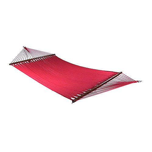 Sunnydaze 75" x 55" Bed, Heavy-Duty Double Rope Hammock for Outside, Red - color: Red