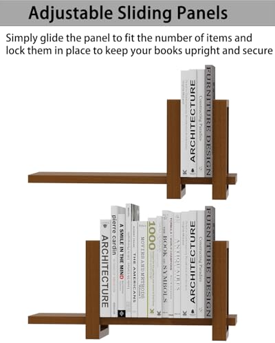 100% Solid Wood Adjustable Desktop Bookshelf, Retro Tabletop Bookshelf, Desk Shelf for Living Room, Home, Office, Perfect for Magazine, Books, Cookbooks, No Tools Required to Assemble (Walnut Brown) - color: Walnut Brown