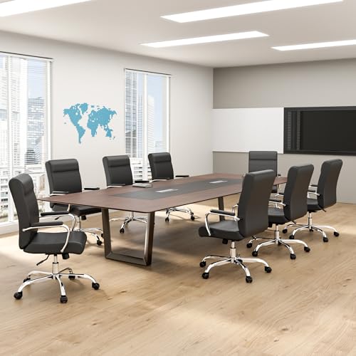 Office Desk Chair,Modern Leather Conference Room Chairs,High Back Ergonomic Home ofiice Chair,Adjustable Height Swivel Executive Computer Chair with Padded Seat and Armrest - color: Black