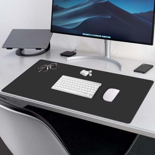 Large Office Leather Desk Mat, Large Mouse and Keyboard Pad, Laptop Pad, Desktop Protector(Black, 31.5 in. x 15.7 in.) - color: Black, size: 31.5×15.7inch