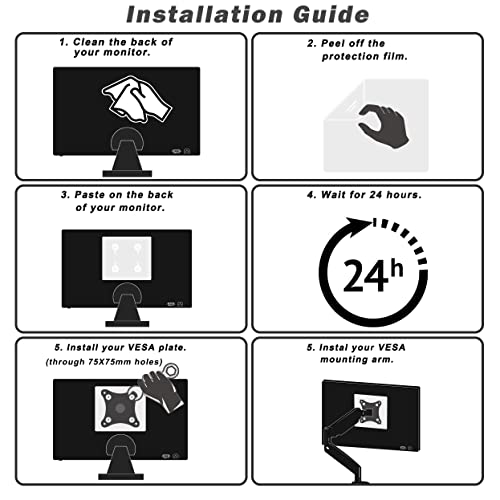 Universal Monitor VESA Mount Adapter for Non-VESA 13 - 27 inch Computer Monitors Tablets iPad VESA Mounting Arm Stand Bracket Kit 75X75mm…