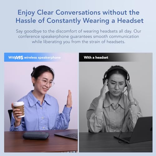 NUROUM A15 Conference Speaker and Microphone, Portable&Scalable Bluetooth Wireless Speakerphone, 360° Voice Pickup, Daisy Chian for Calls/Computer/PC/Laptop/Desktop via Bluetooth/Dongle/USB-A/C Blue - style: A15-Blue